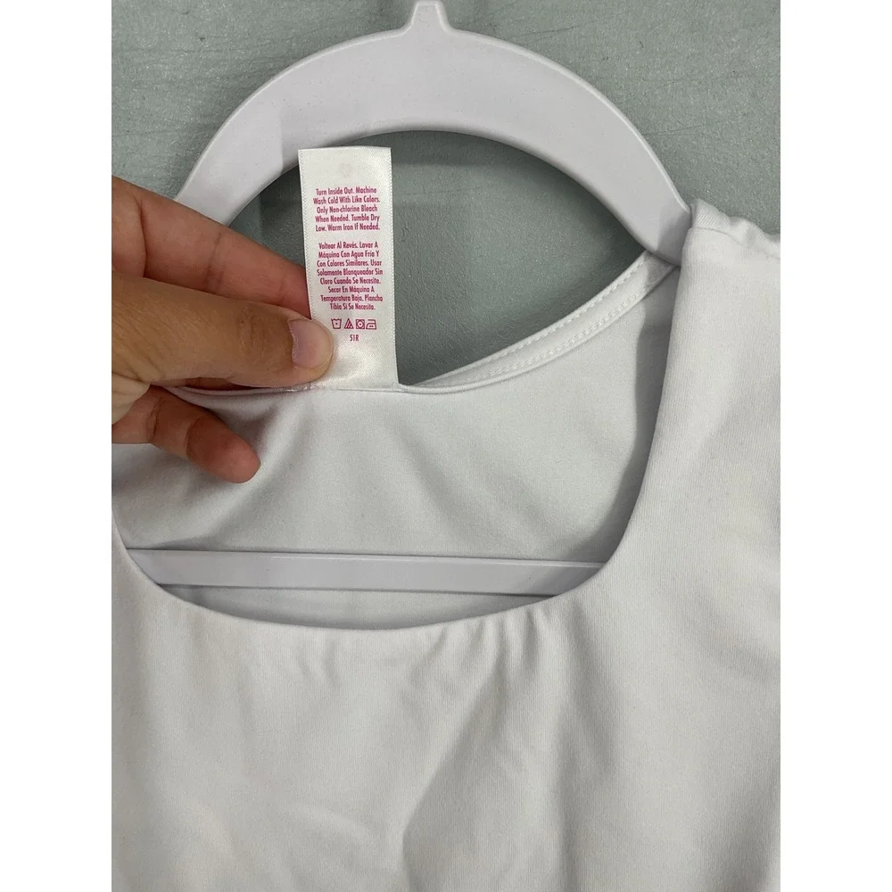 Justice Girls Cap Sleeve Seamless Top White Square Neck M 10